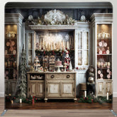 Aperturee - Aperturee Indoor Christmas Kitchen Fabric Photo Booth Backdrop